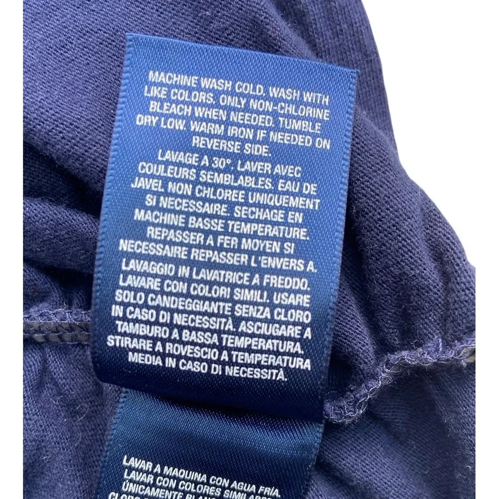 Ralph Lauren Y2K V-Neck Fitted Hoodie Shirt Women Size L Navy Lightweight Preppy